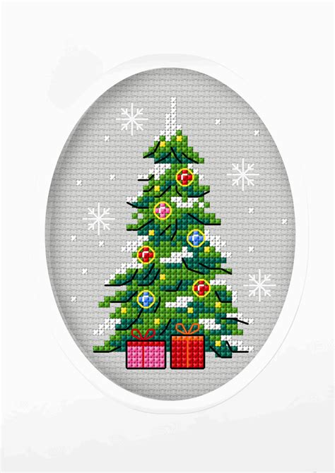 Counted Cross Stitch Kit Greetings Card Christmas Tree Orchidea