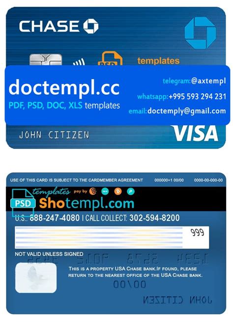 Usa Chase Bank Visa Debit Card Template In Psd Format Fully Editable