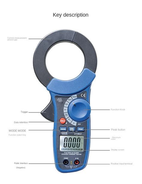 DT 9812 68mm Big Jaw Size 1000A AC Leakage Current Tester Clamp Meter