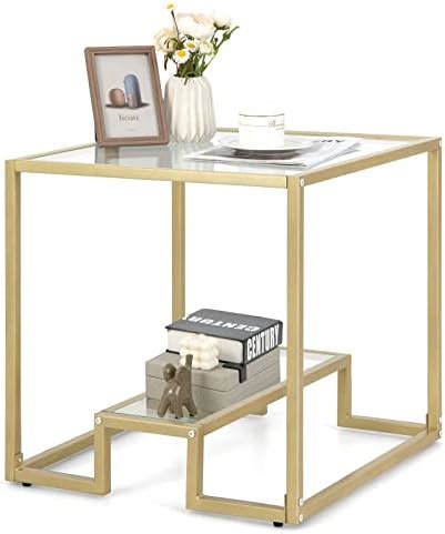 Amazon Tangkula Nesting Table Set Of 2 Modern Glass End Table