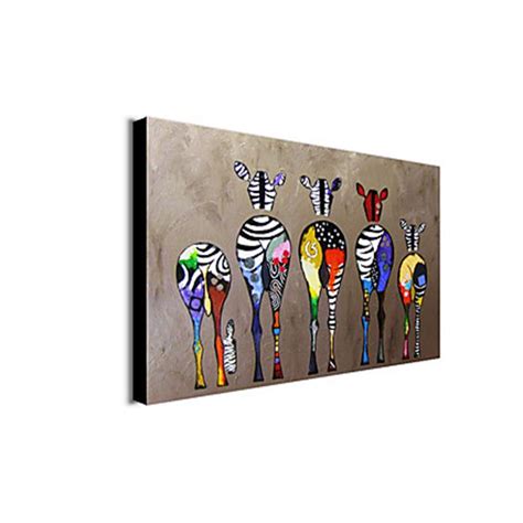 New Hand Painted Oil Paintings Five Colorful Zebra Modern Art For Home