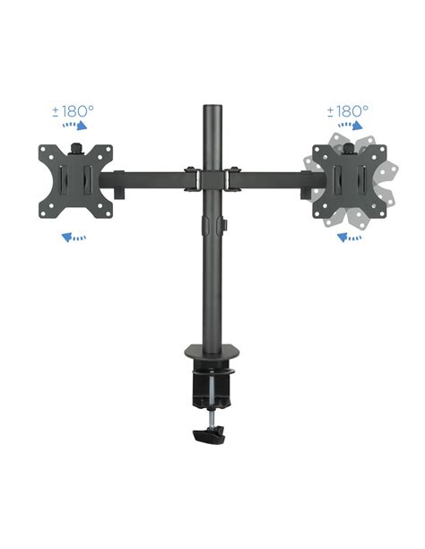 TooQ Soporte De Mesa Giratorio E Inclinable Para 2 Pantallas Monitor