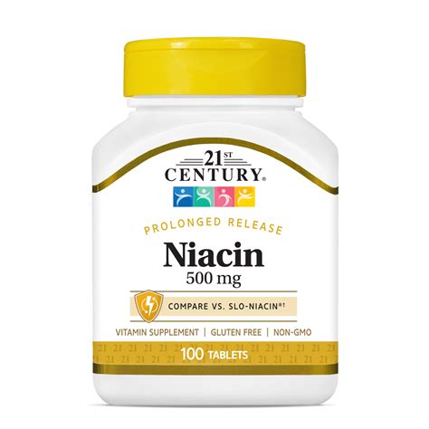 Niacin 500 Mg 100 Prolonged Release Tablets 21st Century HealthCare