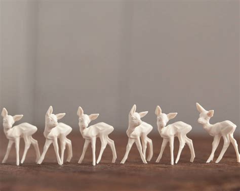 Miniature Plastic Deer 6 Tiny Cream German Deer Craft Etsy Woodland