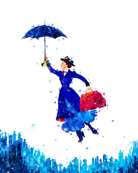 Mary Poppins Watercolor Painting Mary Poppins Art Print Etsy