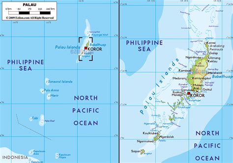 Large Detailed Physical Map Of Palau With All Roads Cities And