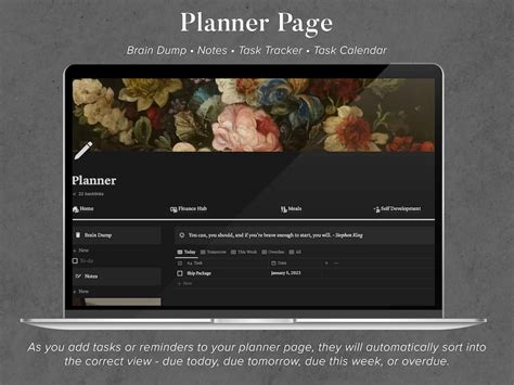 Notion Life Planner Template Dark Mode Notion Template Digital Planner