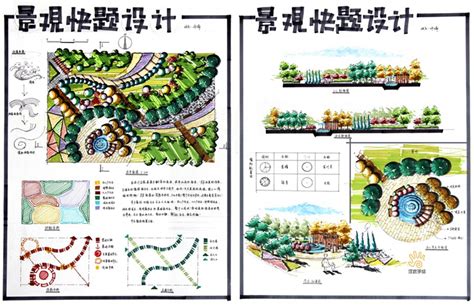 学生园林景观手绘考研快题作品 武汉汉武考研手绘培训 平面设计手绘快题 建筑规划环艺园林景观室内 工业设计考研学习