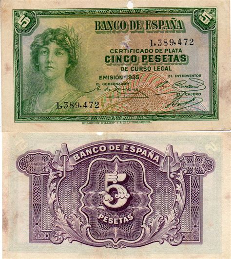 Pesetas Anverso Y Reverso Monedas Sellos Papel Moneda