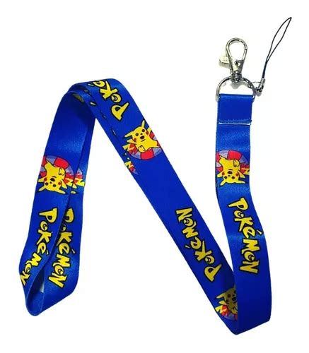 Lanyard Porta Credencial Lanyard Pokemon Azul Cuotas Sin Inter S