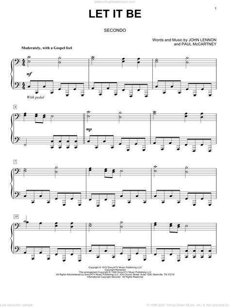 Beatles Let It Be Sheet Music For Piano Four Hands PDF