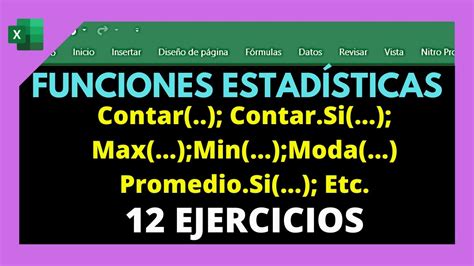 FUNCIONES Estadisticas BASICAS Mas UTILIZADOS En Excel 12 Ejemplos