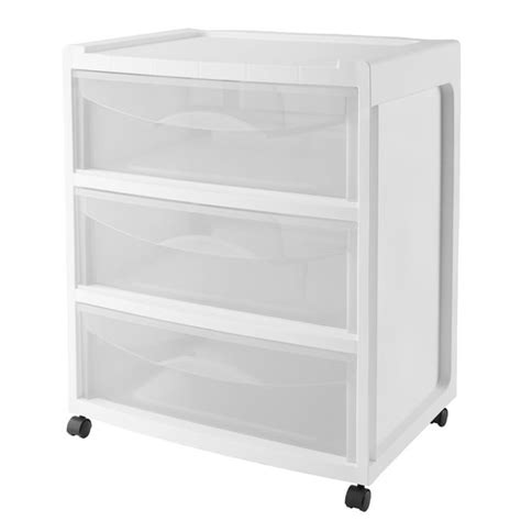 Mainstays Wide 3 Drawer Cart With Wheels Arctic White