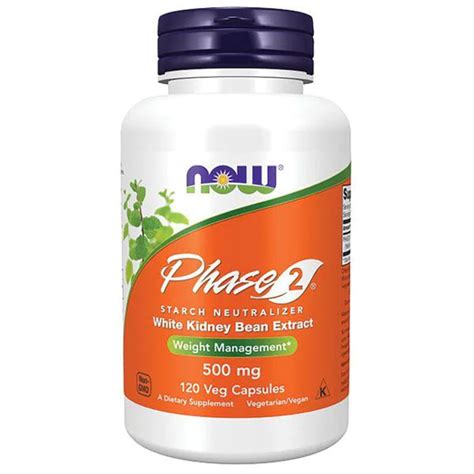 NOW Foods Phase 2 White Kidney Bean Extract 500mg 120 Veggie Capsules