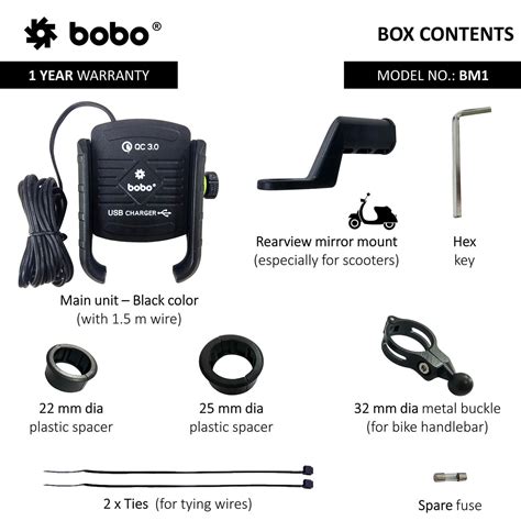 BOBO BM1 Jaw Grip Bike Phone Holder With Fast USB 3 0 Charger