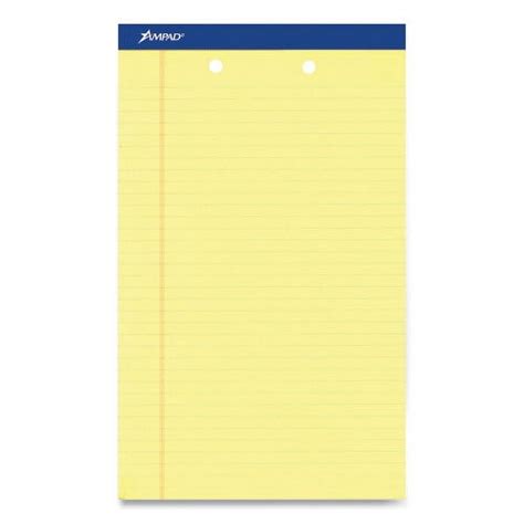 Ampad Perforated Writing Pads Wide Legal Rule Canary Yellow X