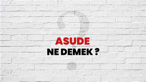 Asude Ne Demek T Rk Dilinde Gizemli Bir Sim