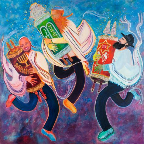 Torah Dancing Arthasidic Joy Paintingjudaic Art Printjudaica Hasidic