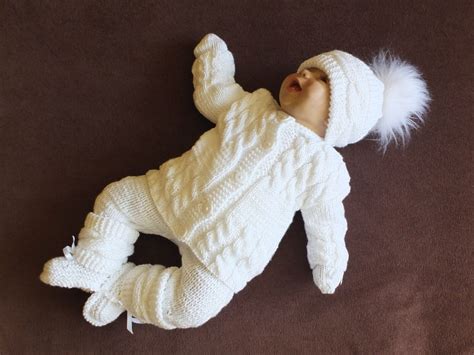 White Baby Coming Home Outfit Knitted Baby Clothes Newborn Take