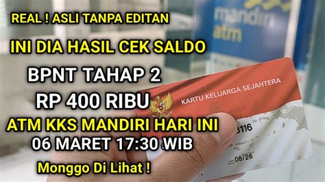 REAL ASLI TANPA EDITAN INI DIA HASIL CEK SALDO BPNT KKS MANDIRI HARI