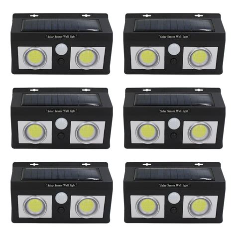 Pack 6 Apliques De Pared Solares LED 2 Luces Con Sensor Crepuscular Y