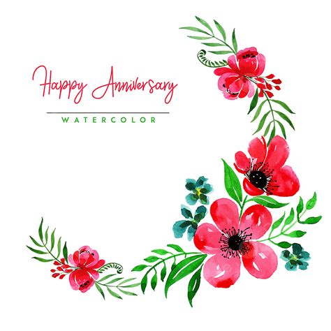 Happy Anniversary Clipart Transparent PNG Hd, Watercolor Floral Happy ...