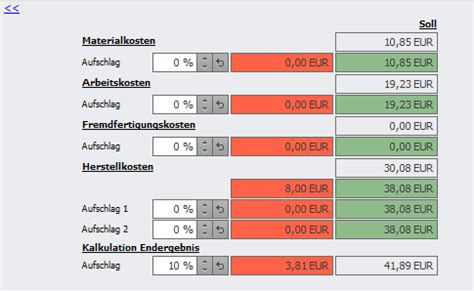 Kalkulationsbereich Octoflex Erp