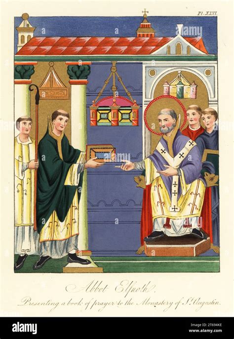 Abbot Elfnoth Died 980 Presenting A Book Of Prayer To The St