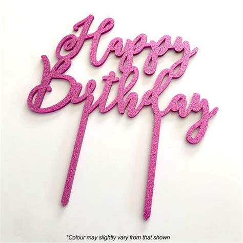 HAPPY BIRTHDAY PINK GLITTER ACRYLIC CAKE TOPPER