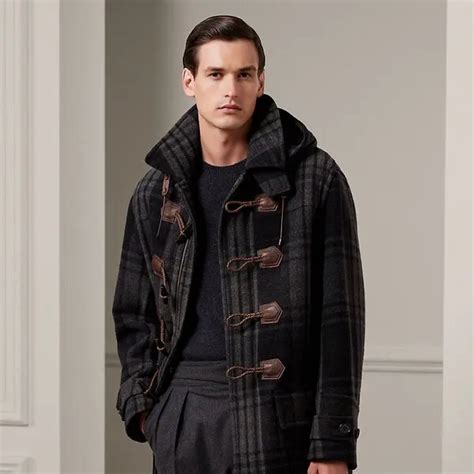 Ralph Lauren Lancing Double Faced Plaid Toggle Coat Dark Grey Multi