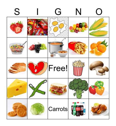 Food Bingo Card 74e