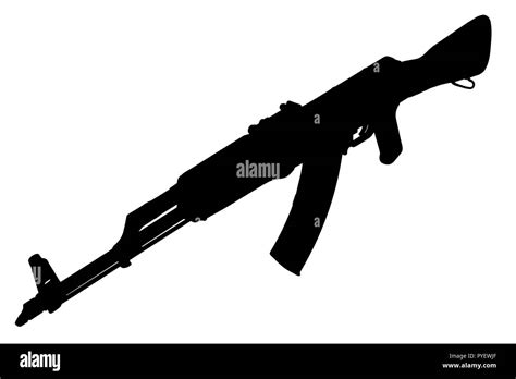 Ak Akm Assault Rifle Black Silhouette Stock Photo Alamy