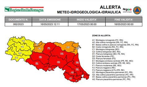 Mercoledì 17 maggio ALLERTA ROSSA in Emilia Romagna