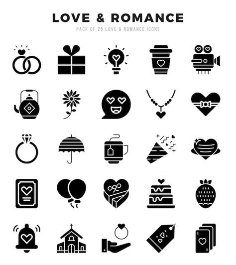 Premium Vector Vector Love Romance Types Icon Set In Glyph Style