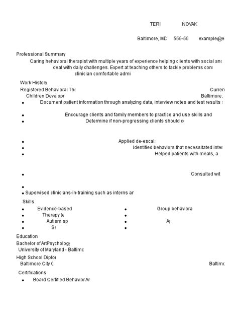 Behavior Technician Resume Examples Writing Tips Guide