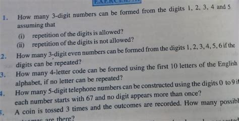 How Many Digit Numbers Can Be Formed From The Digits And A