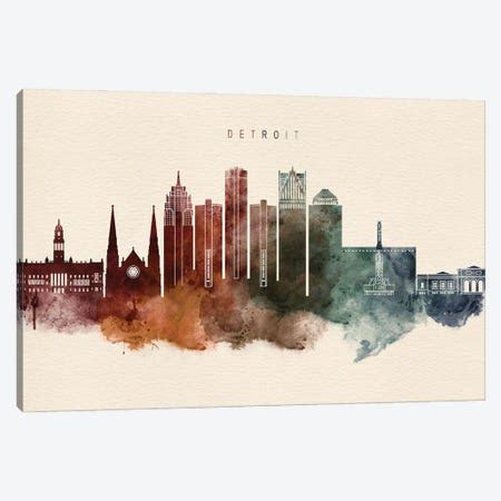 Detroit Skyline Art Print by Kharin Hanes | iCanvas