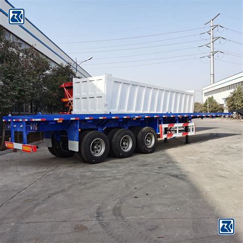 3 Axle 20FT 40FT 60tons Truck Flatbed Semi Trailer With Container Locks