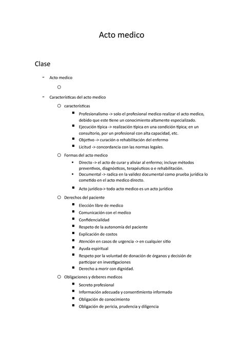 Acto Medico Comunicacion Con Paciente Acto Medico Clase Acto