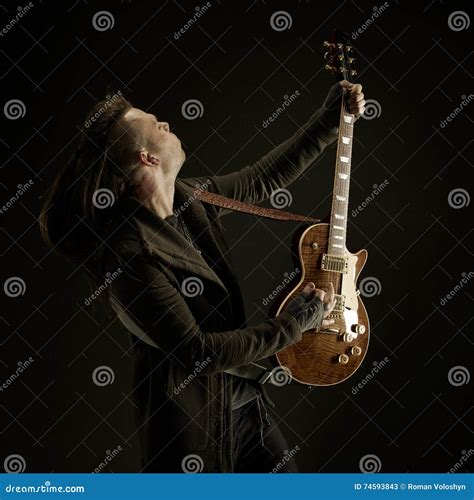 The Guitarist Plays Solo Stock Image Image Of Outline