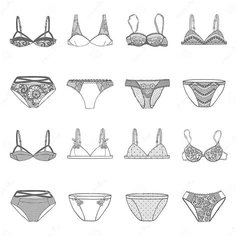 Hand Drawn Vector Lingerie Set Stock Vector Illustration Of Lingerie