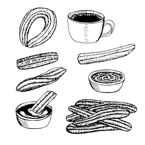 Premium Vector Spanish Dessert Churros Vector Illustration Hand