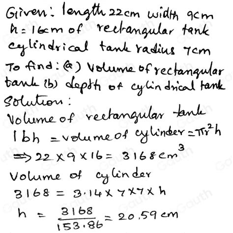 Solved A Rectangular Tank Is Fongth Mathrm Cm A Ey Lindical