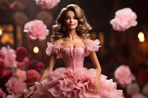 Plastikowa Lalka Barbie W R Owej Sukni Balowej Na Imprezie Holiday W