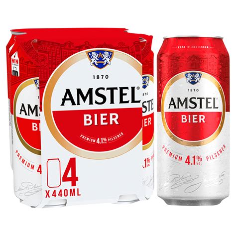 Amstel Lager Beer 4 X 440ml Cans Beer Iceland Foods