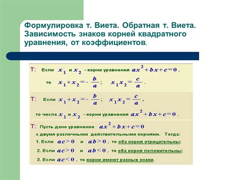 Применение теоремы Виета