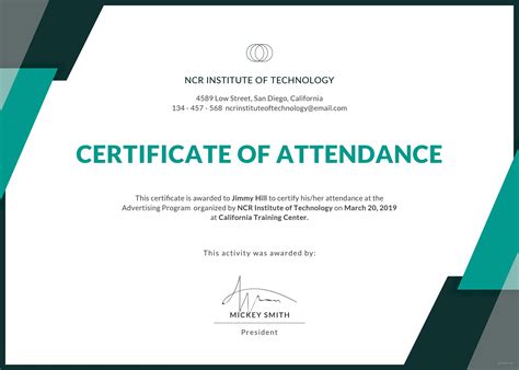 Free Event Attendance Certificate Template In Adobe Photoshop