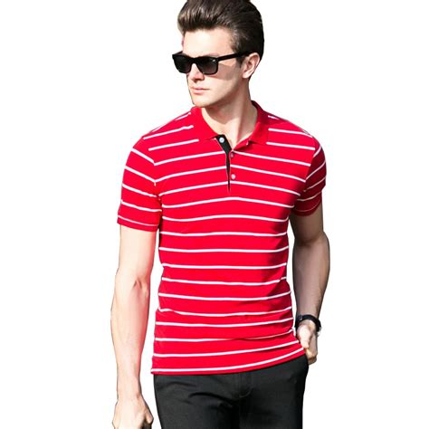 2017 Summer Men Polo Shirts Striped Contrast Color Short Sleeve Cool Mercerized Cotton Slim Fit