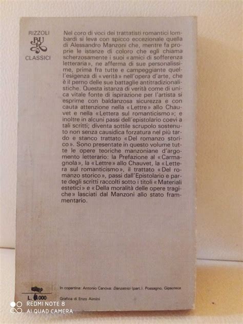 Scritti di teoria letteraria. by Alessandro Manzoni. A cura di Adelaide