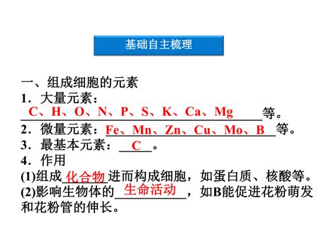 江苏专用高考生物总复习 第2章第1节细胞中的元素与化合物细胞中的无机物课件 新人教版必修1文档资料